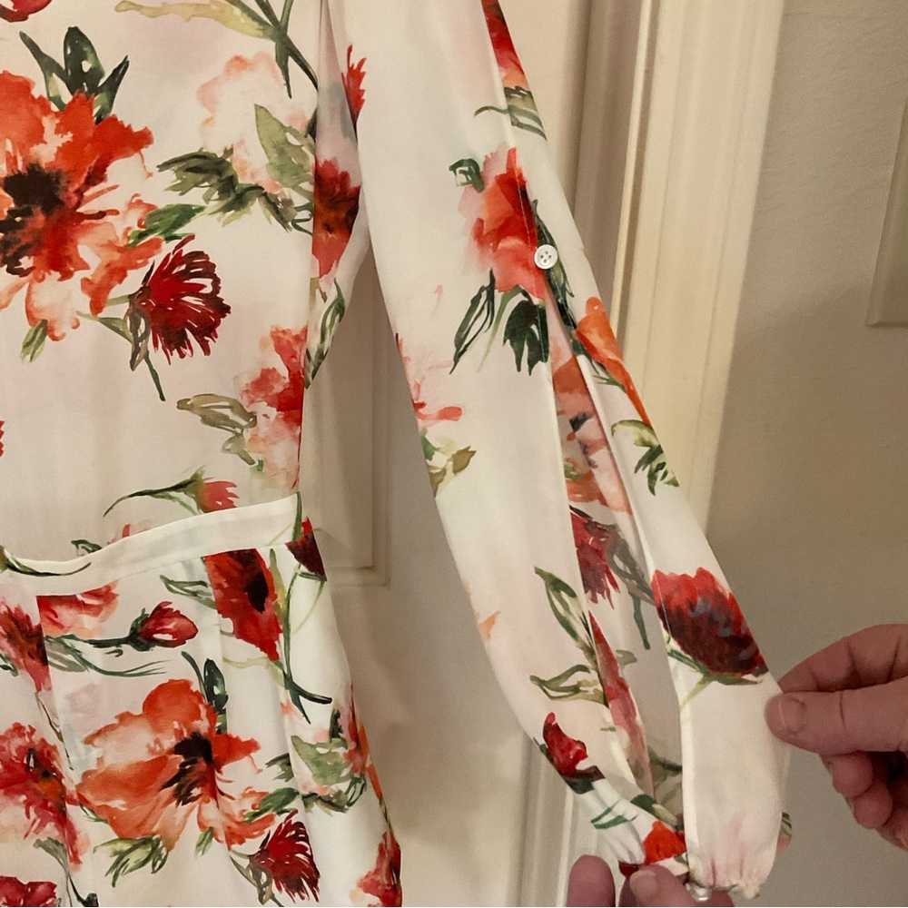 Haute Hippie silk floral romper shorts, long sleeves, v-neck.  Darling!  Size XS - Picture 13 of 16